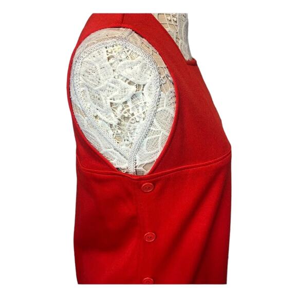 Vintage SEARS 1970 jumper dress with pockets and buttons downside in red size 12 - Picture 10 of 12